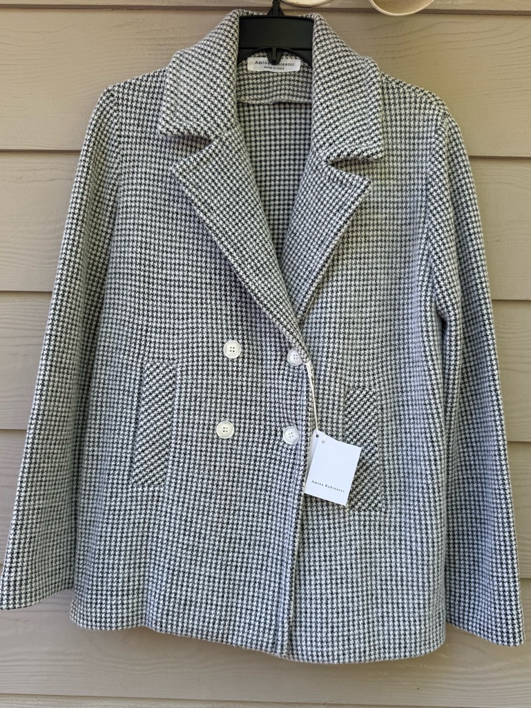 Amina Rubinacci Houndstooth Double-Breasted Jacket Made In Italy